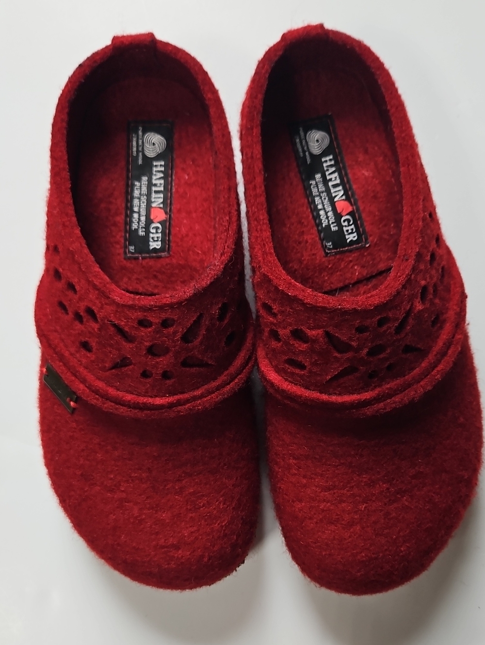 Halflinger Lacey Wool Clogs Red Slip On Womens 6 US EU 37
